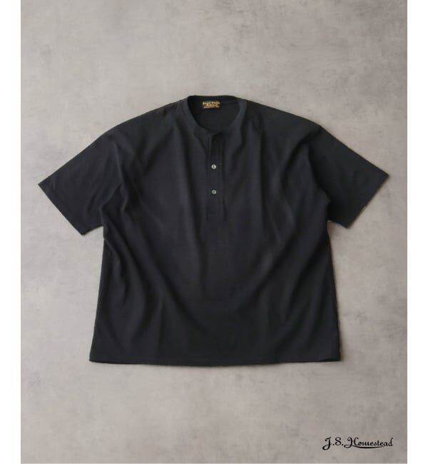 J.S.Homestead「J.S.Homestead / フェード ヘンリー ネック Tシャツ」|Tシャツ・カットソー|ブラック