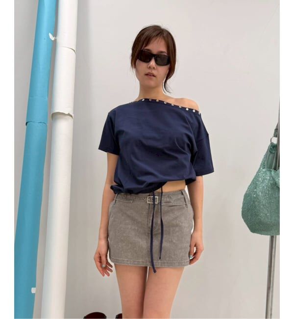 Oriens JOURNAL STANDARD「ボタンオフショルダーTシャツ」|Tシャツ・カットソー|ネイビー