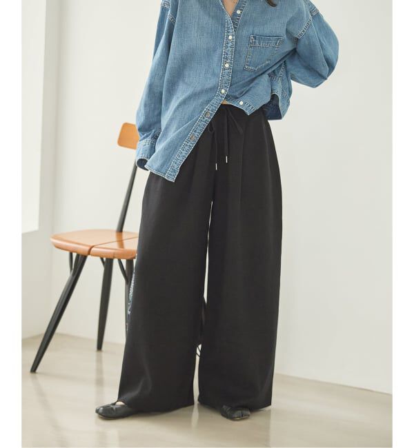 JOURNAL STANDARD「《追加》WASHABLE コットンシルクミックスタックワイドパンツ」|その他|