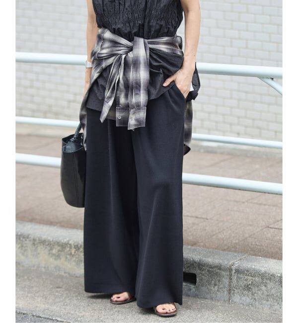 JOURNAL STANDARD「《追加》WASHABLE コットンシルクミックスタックワイドパンツ」|その他|