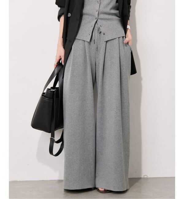 JOURNAL STANDARD「《追加》WASHABLE コットンシルクミックスタックワイドパンツ」|その他|