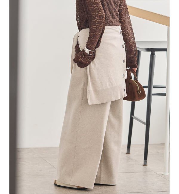 JOURNAL STANDARD「《追加》WASHABLE コットンシルクミックスタックワイドパンツ」|その他|