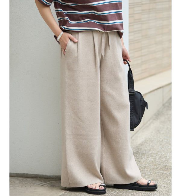 JOURNAL STANDARD「《追加》WASHABLE コットンシルクミックスタックワイドパンツ」|その他|