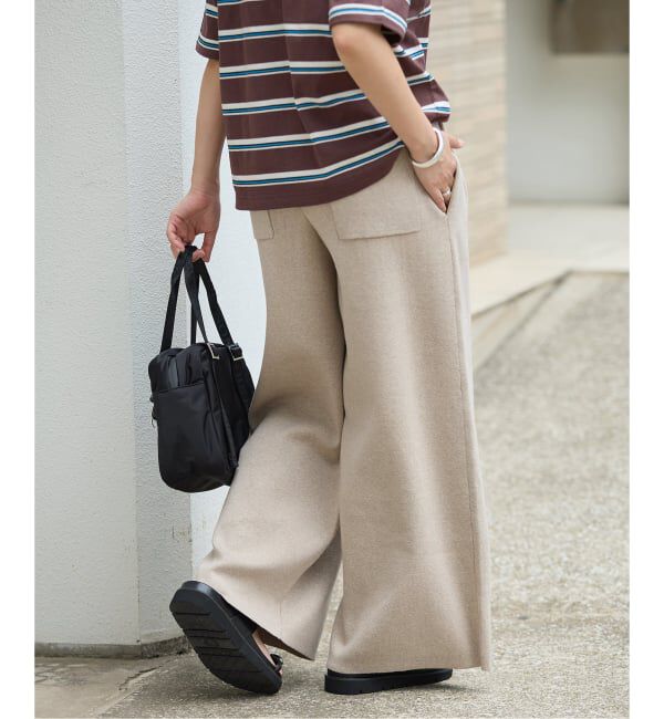 JOURNAL STANDARD「《追加》WASHABLE コットンシルクミックスタックワイドパンツ」|その他|