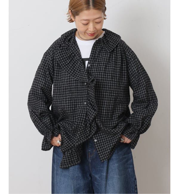 journal standard luxe「《予約》リファインチェック フリルパフブラウス」|シャツ・ブラウス|ブラック