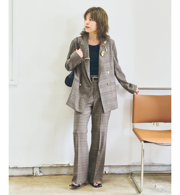 Spick and Span「《セットアップ可》ウールブレンドグレンチェックパンツ」|スラックス|