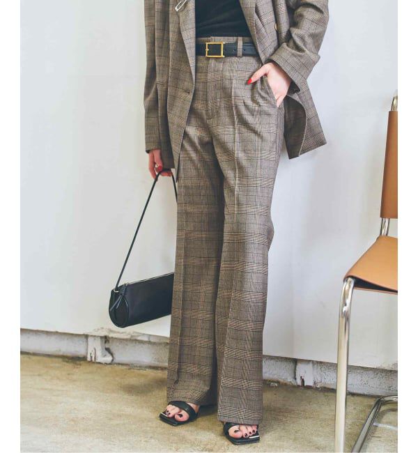 Spick and Span「《セットアップ可》ウールブレンドグレンチェックパンツ」|スラックス|
