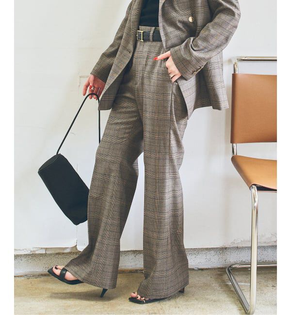 Spick and Span「《セットアップ可》ウールブレンドグレンチェックパンツ」|スラックス|
