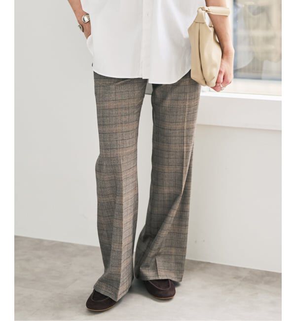 Spick and Span「《セットアップ可》ウールブレンドグレンチェックパンツ」|スラックス|