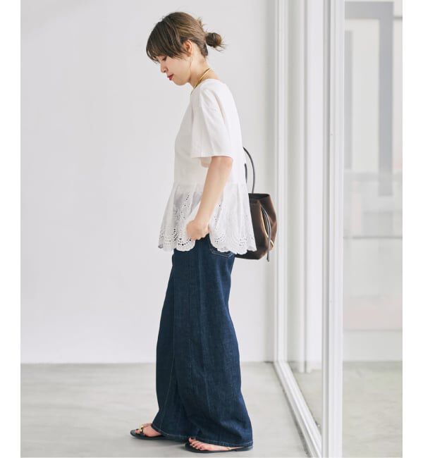 Spick and Span「《WEB限定 / 追加》カットワークレースペプラムTシャツ」|Tシャツ・カットソー|