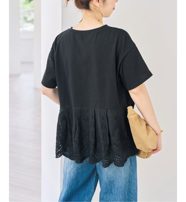 Spick and Span「《WEB限定 / 追加》カットワークレースペプラムTシャツ」|Tシャツ・カットソー|
