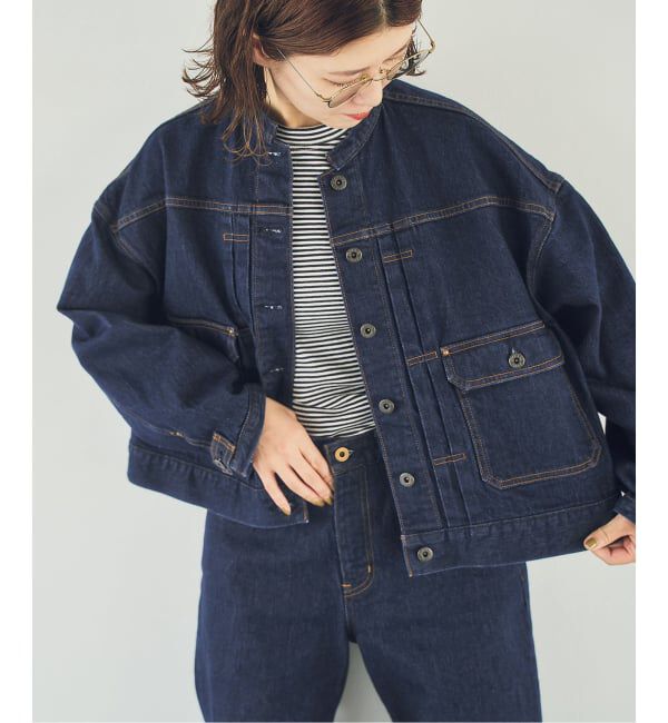 Spick and Span「《40周年 / 予約》5 1/2 40th 2ND-LINE CROP JK」|デニムジャケット|ネイビー
