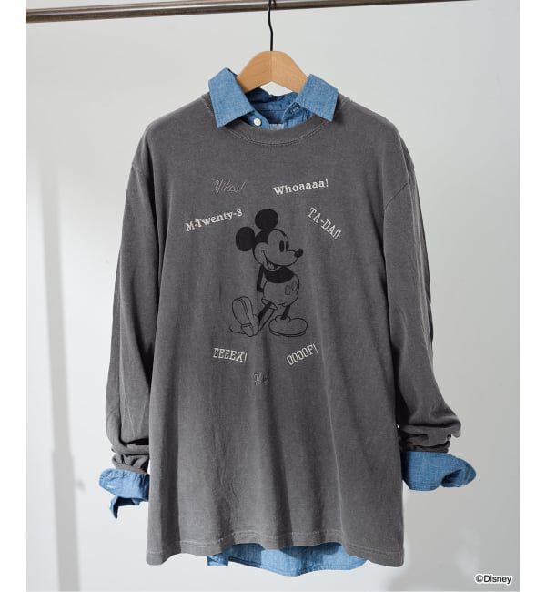 FRAMeWORK「WIFFLE 別注［Mickey Mouse］embroidery ロンT」|Tシャツ・カットソー|ブラック D