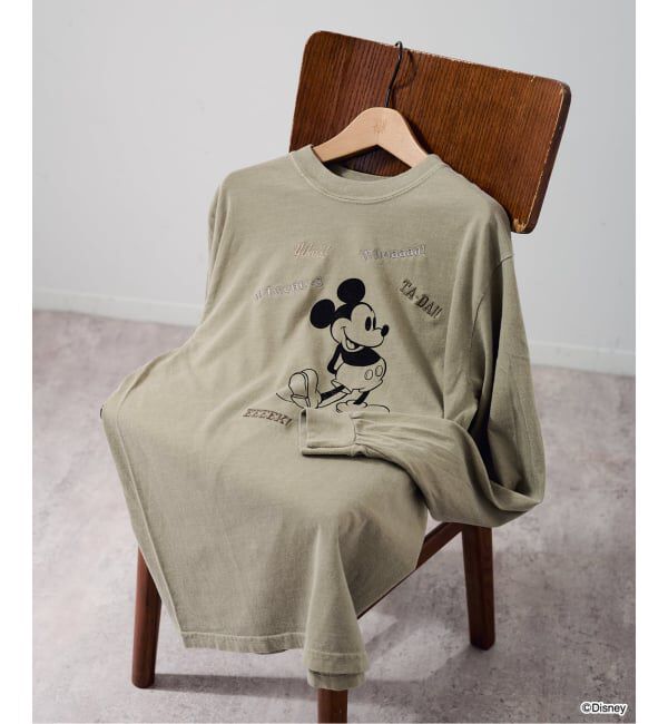 FRAMeWORK「WIFFLE 別注［Mickey Mouse］embroidery ロンT」|Tシャツ・カットソー|