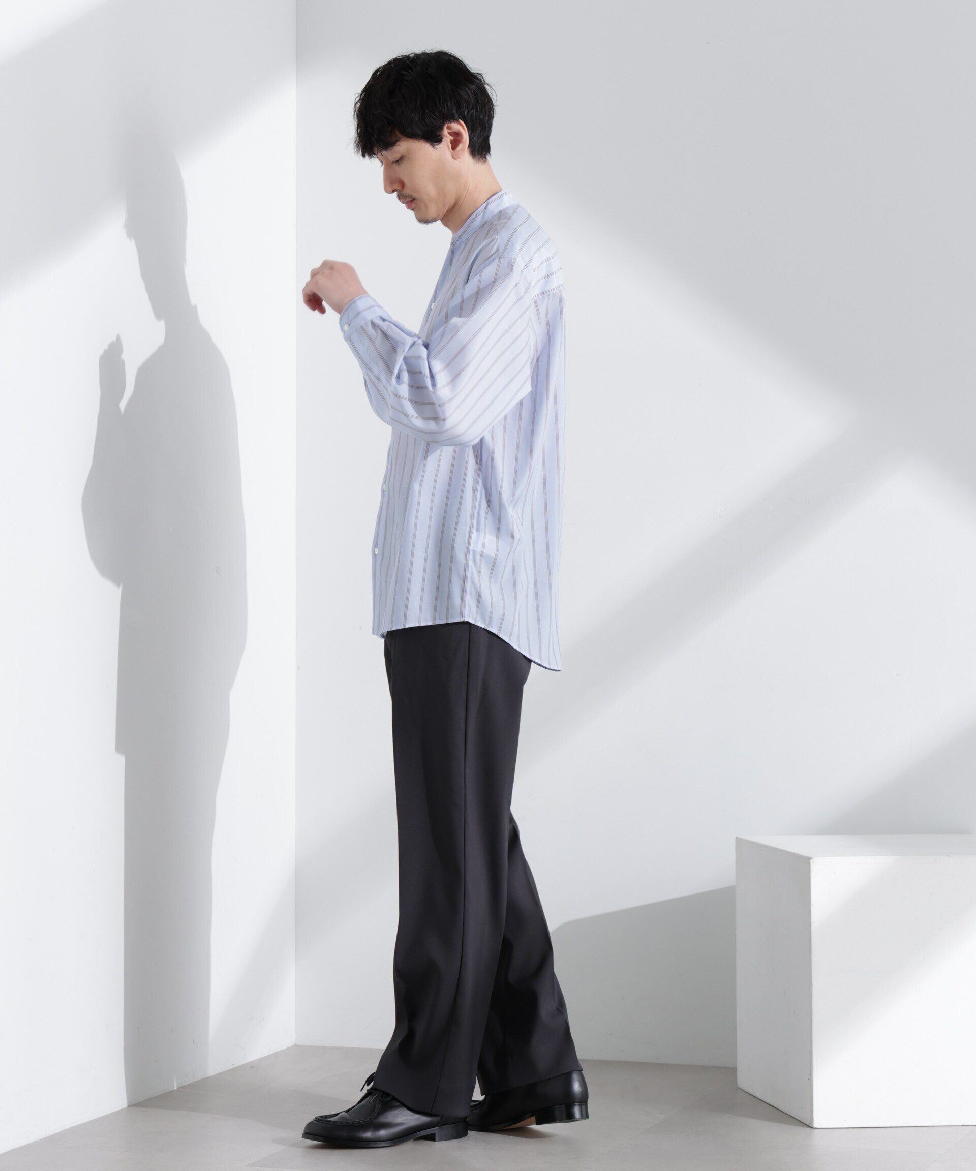 NANO universe「ドレープストレートスラックス（セットアップ可）」|チノ|