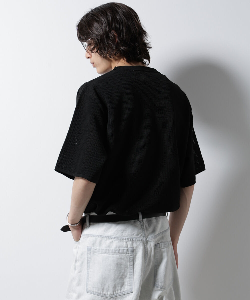 NANO universe「スポンディッシュ メッシュ クルーネックニットTEE」|ニット・セーター|
