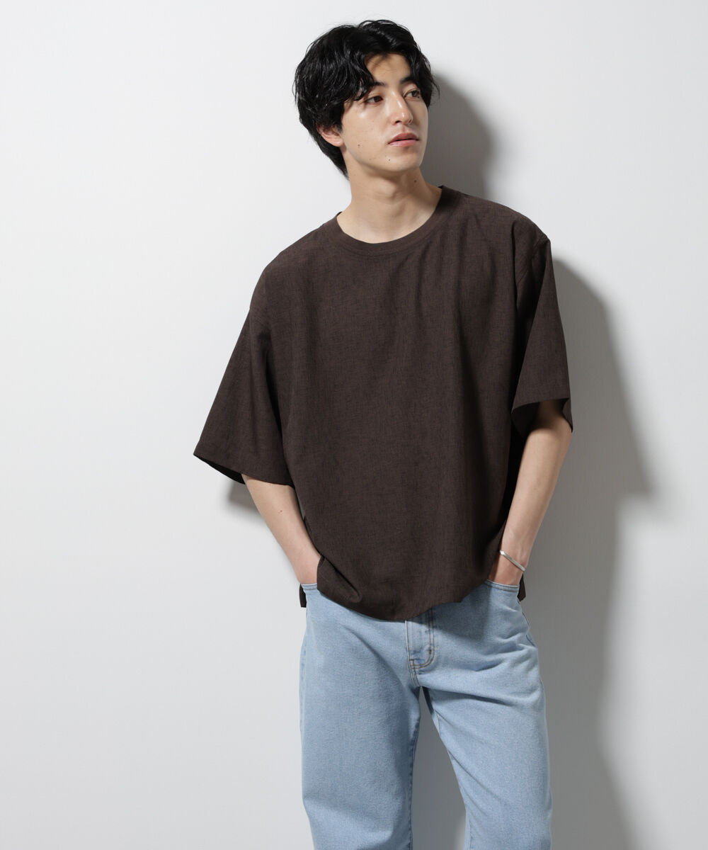 NANO universe「テックリネン布帛Tシャツ 半袖」|Tシャツ・カットソー|