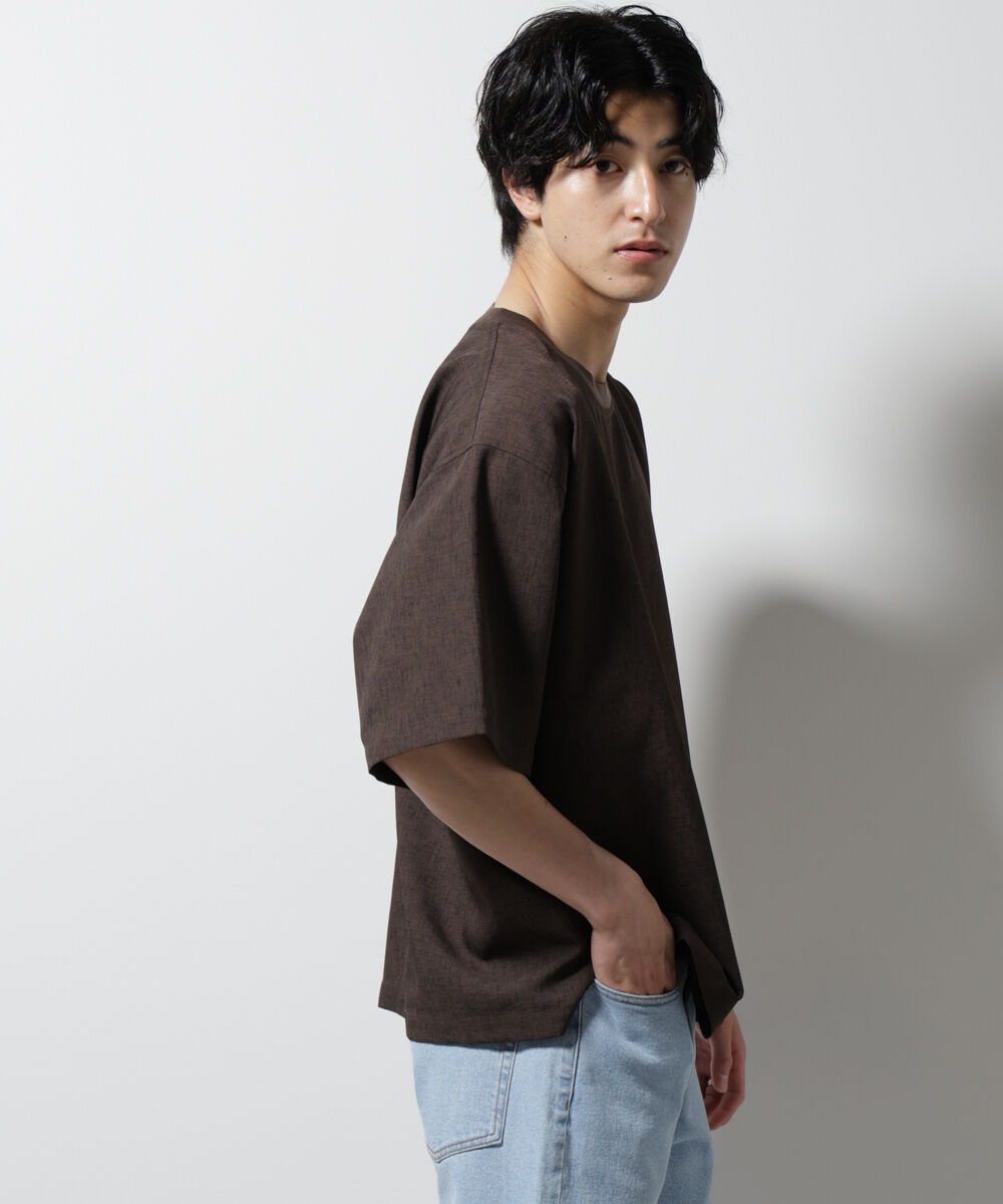 NANO universe「テックリネン布帛Tシャツ 半袖」|Tシャツ・カットソー|