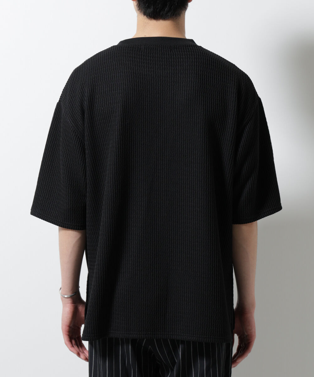 NANO universe「ジャガードニットソーTシャツ 半袖(セットアップ可)」|Tシャツ・カットソー|