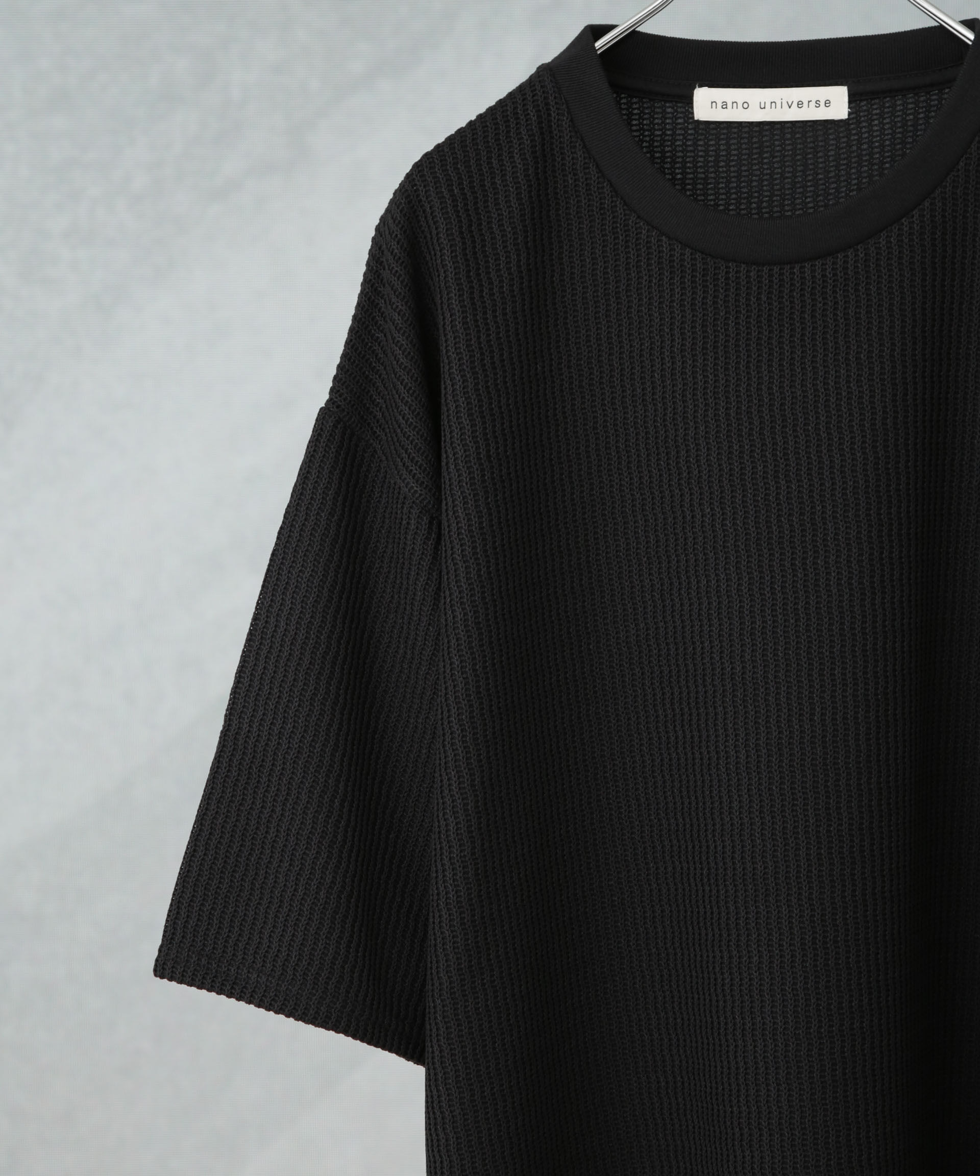 NANO universe「ジャガードニットソーTシャツ 半袖(セットアップ可)」|Tシャツ・カットソー|