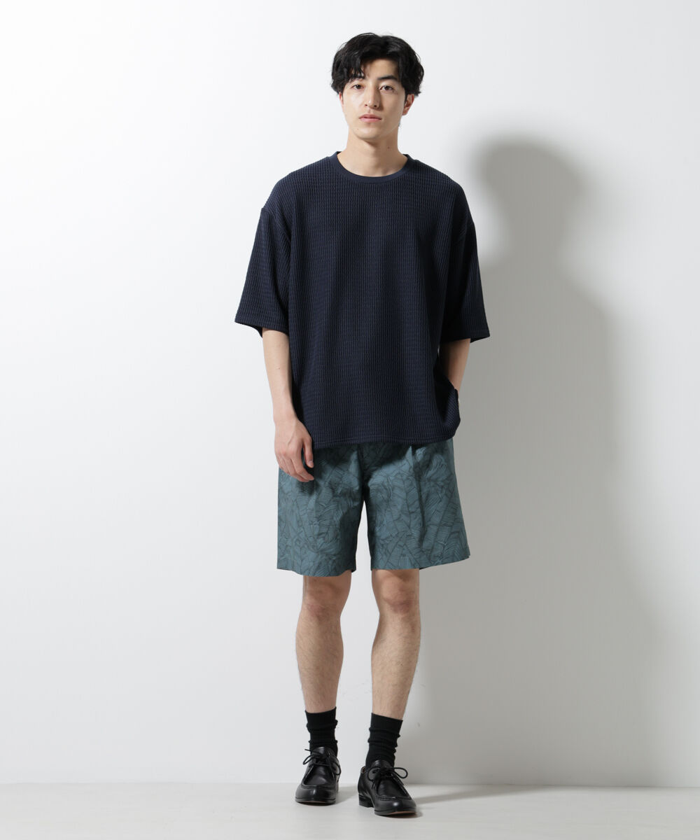 NANO universe「ジャガードニットソーTシャツ 半袖(セットアップ可)」|Tシャツ・カットソー|