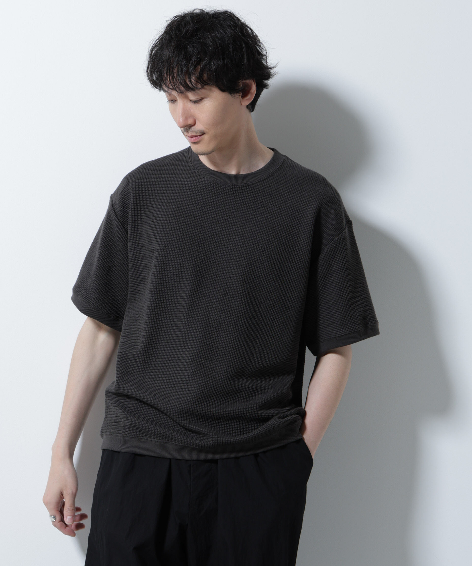 NANO universe「テックワッフルクルーネックTシャツ 半袖」|Tシャツ・カットソー|