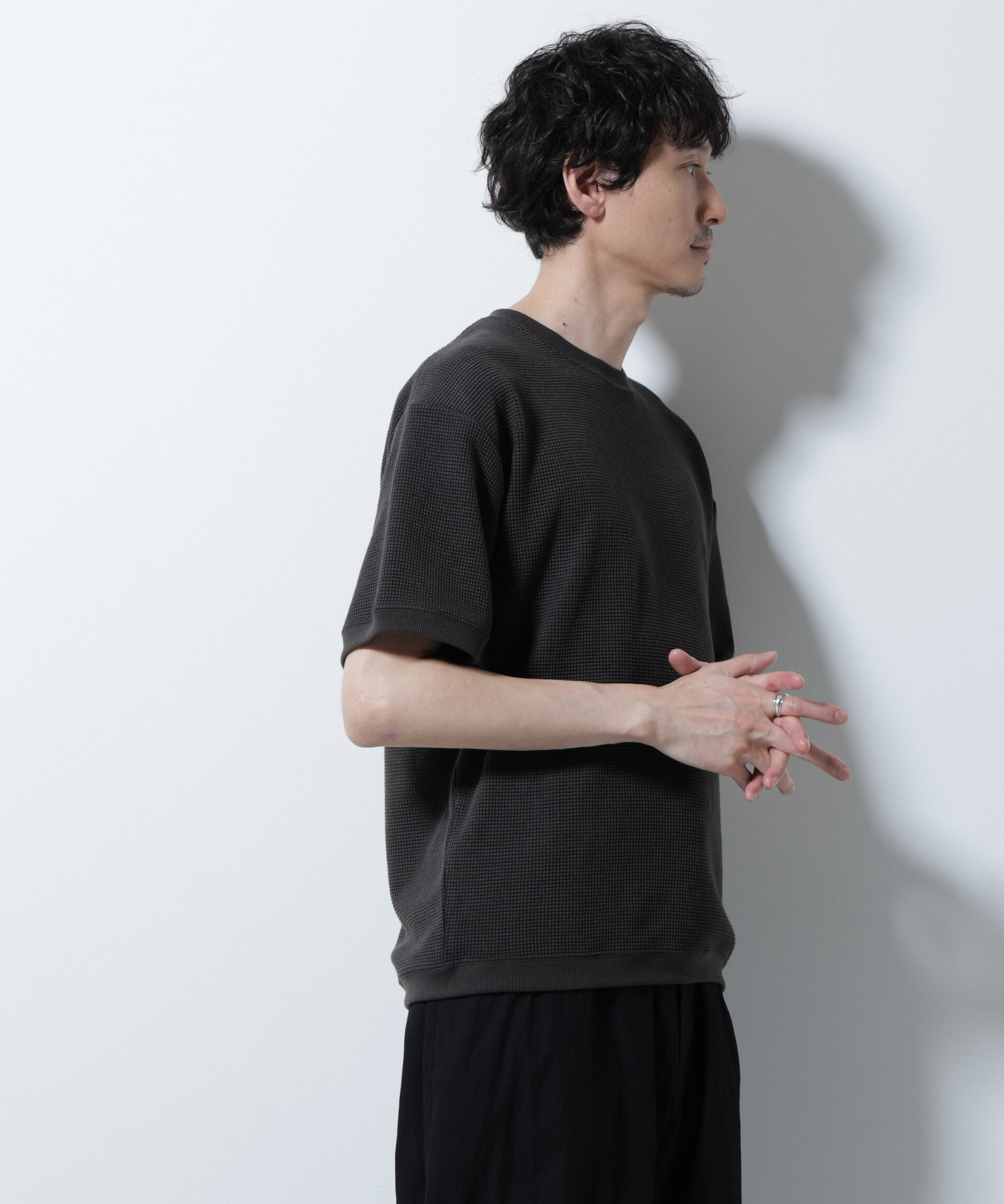 NANO universe「テックワッフルクルーネックTシャツ 半袖」|Tシャツ・カットソー|