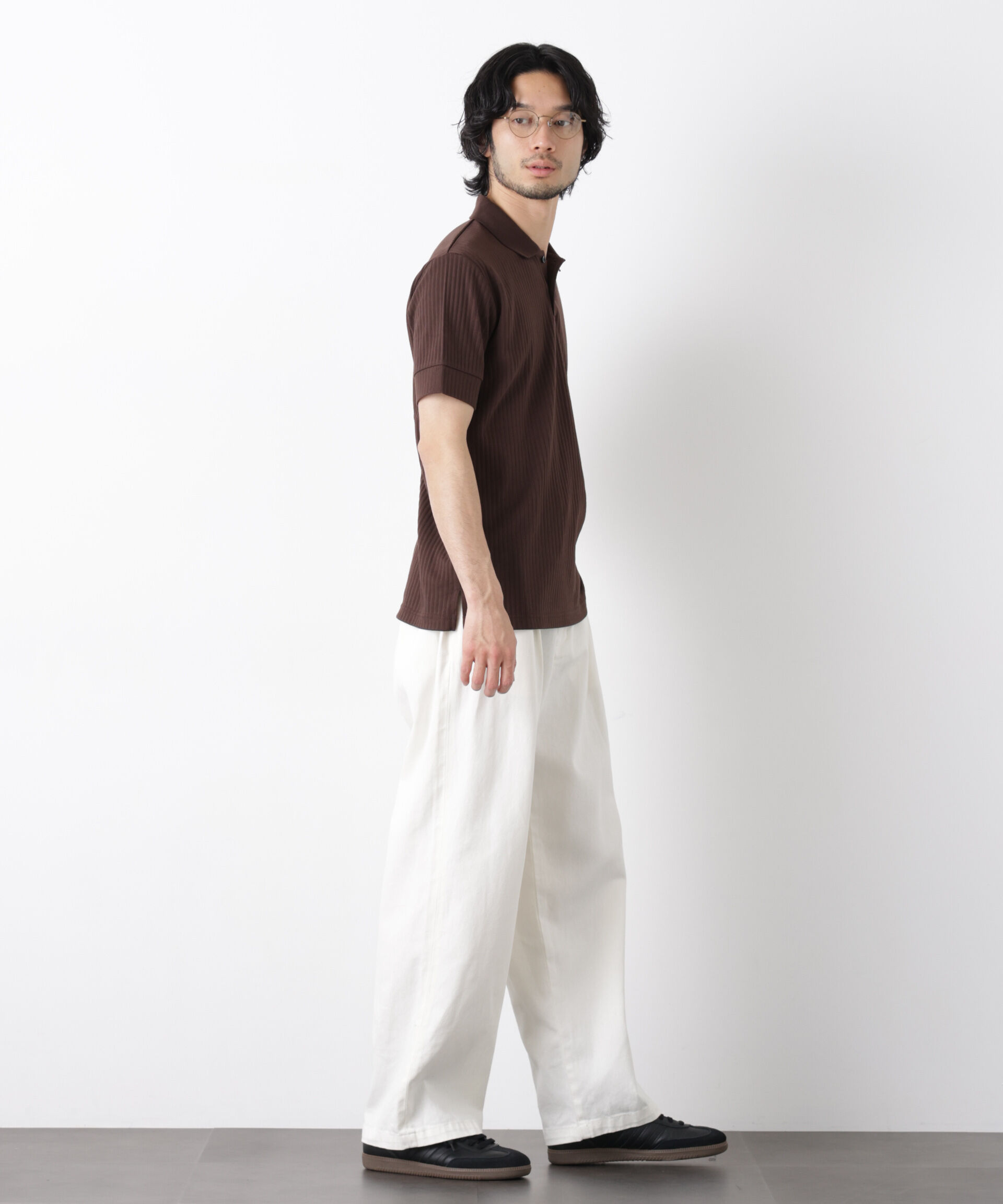 nano･universe「ワイドリブスタンダードポロシャツ 半袖」|Tシャツ・カットソー|