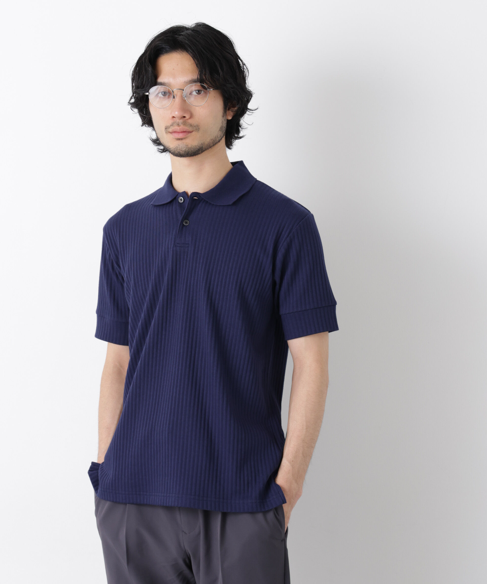 nano･universe「ワイドリブスタンダードポロシャツ 半袖」|Tシャツ・カットソー|