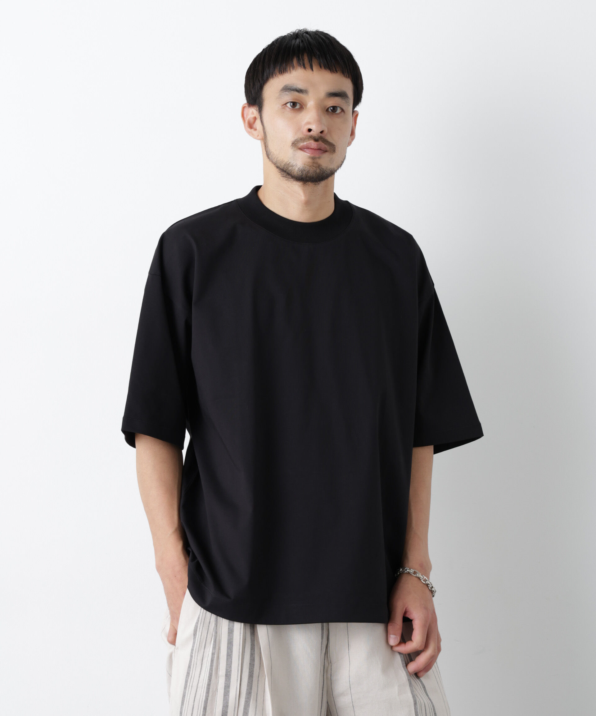 NANO universe「「モダンコンフォート」ハイゲージシルケットワイドモックネック」|Tシャツ・カットソー|