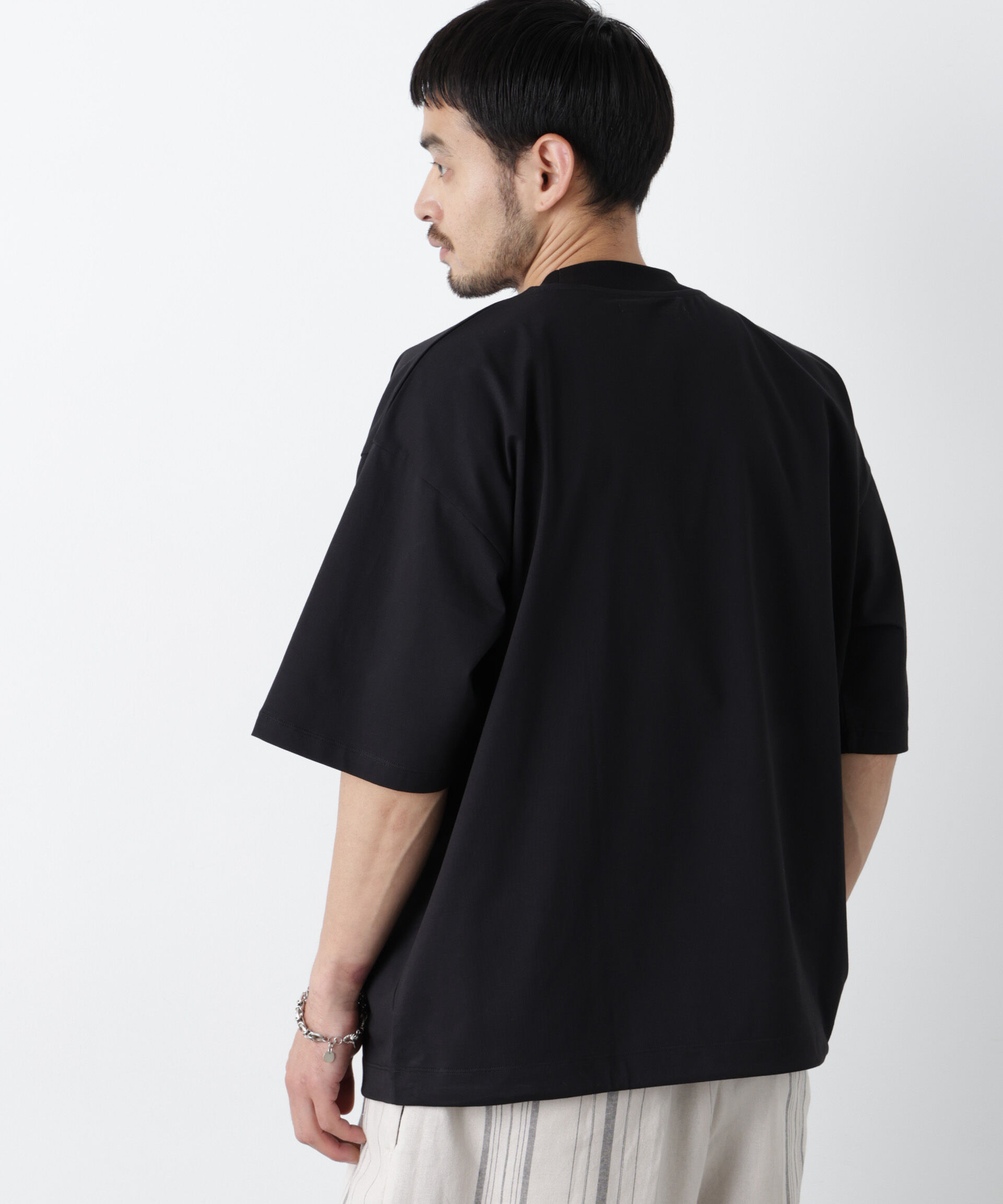 NANO universe「「モダンコンフォート」ハイゲージシルケットワイドモックネック」|Tシャツ・カットソー|