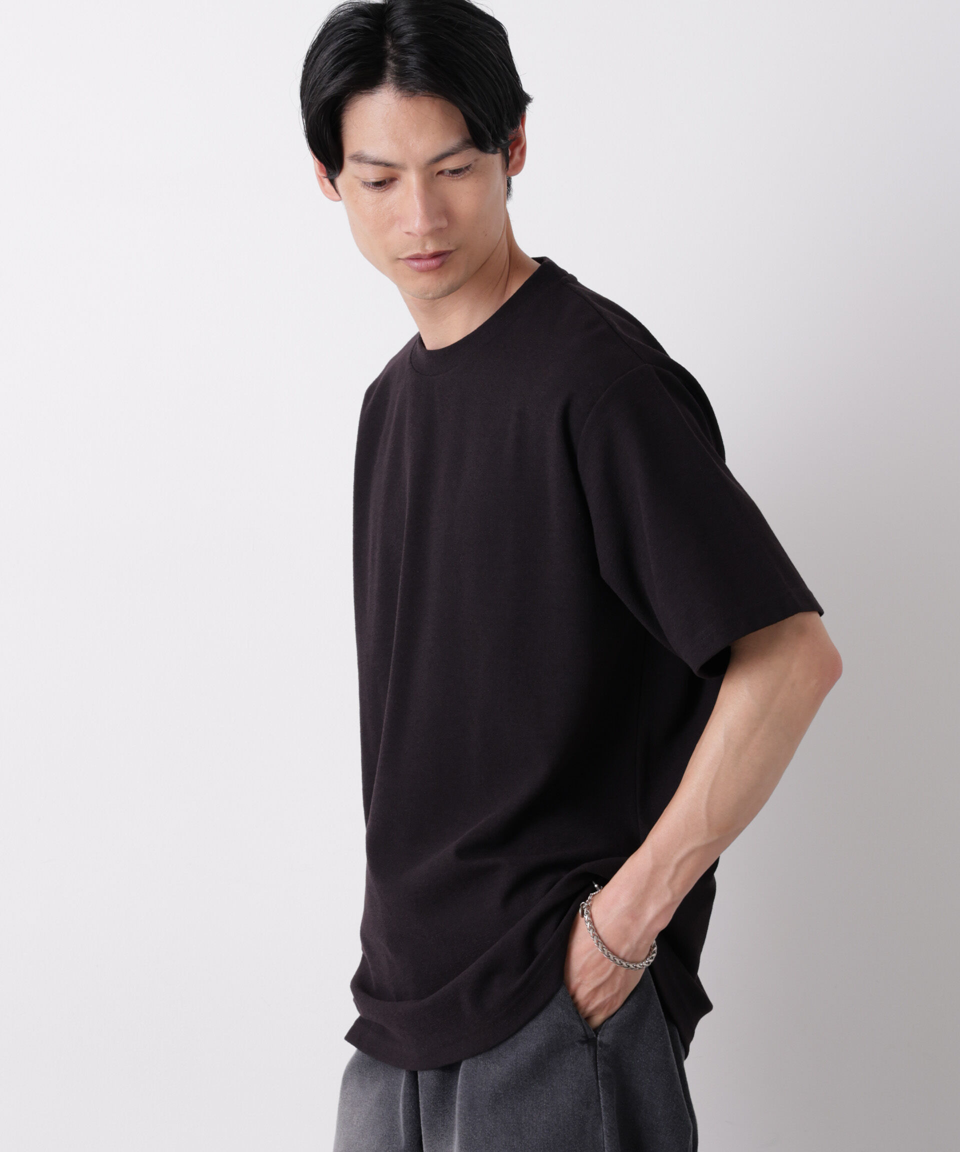 NANO universe「マイクロパイル クルーネックTシャツ 吸水速乾（セットアップ可）」|Tシャツ・カットソー|