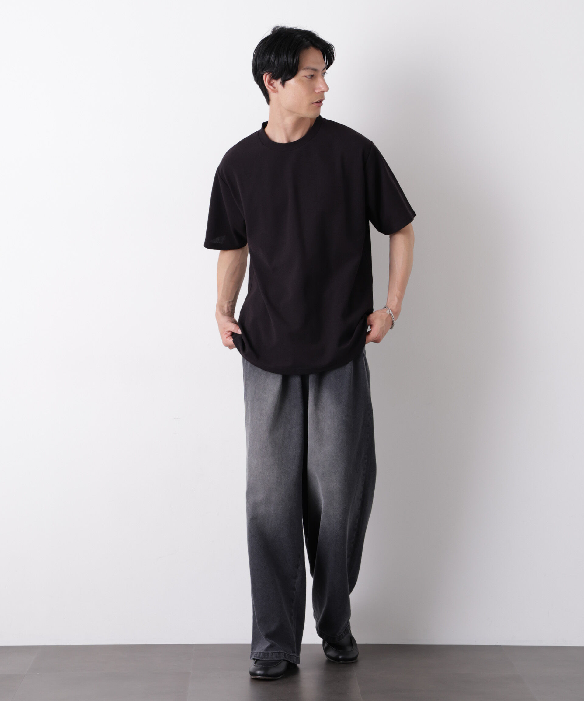NANO universe「マイクロパイル クルーネックTシャツ 吸水速乾（セットアップ可）」|Tシャツ・カットソー|
