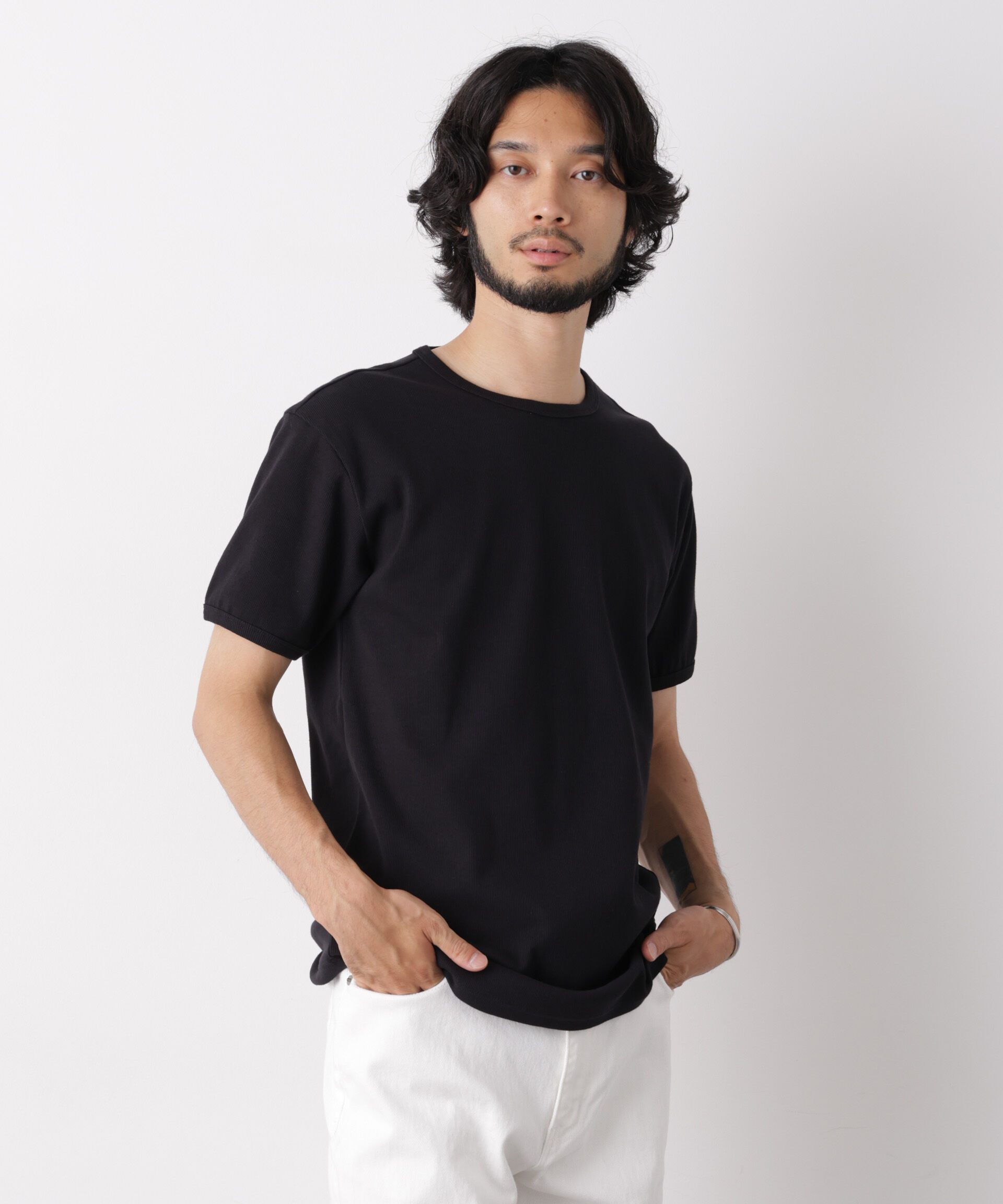 nano･universe「リブフライスTシャツ 半袖」|Tシャツ・カットソー|