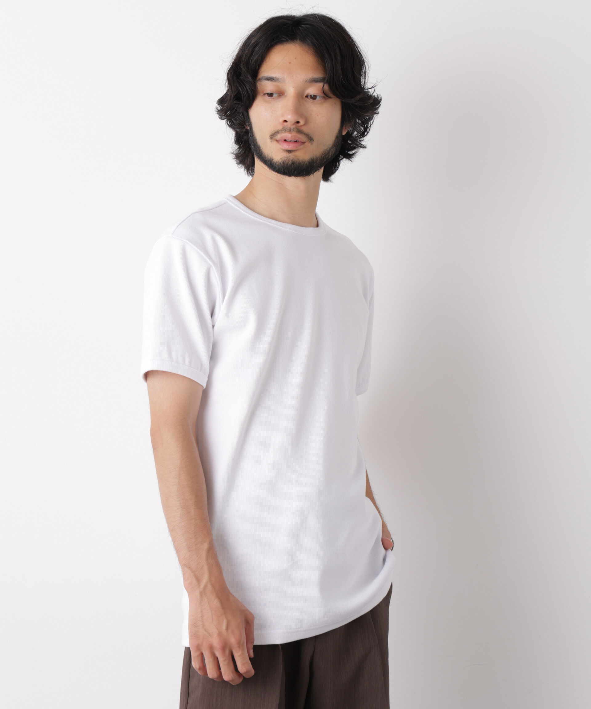 nano･universe「リブフライスTシャツ 半袖」|Tシャツ・カットソー|