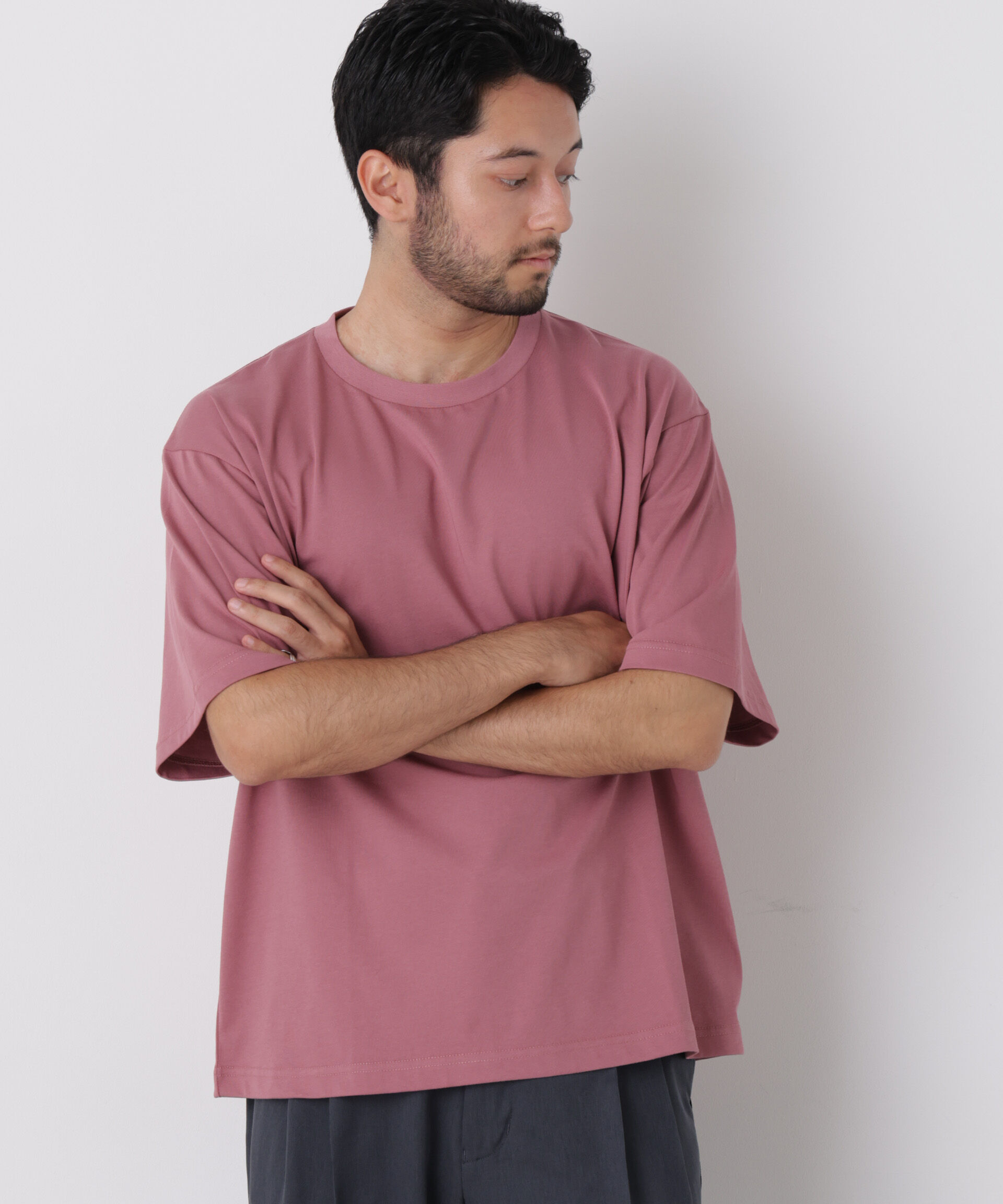 NANO universe「USAコットン&times;COOLMAX(R)ワイドTシャツ 半袖」|Tシャツ・カットソー|D.ピンク2