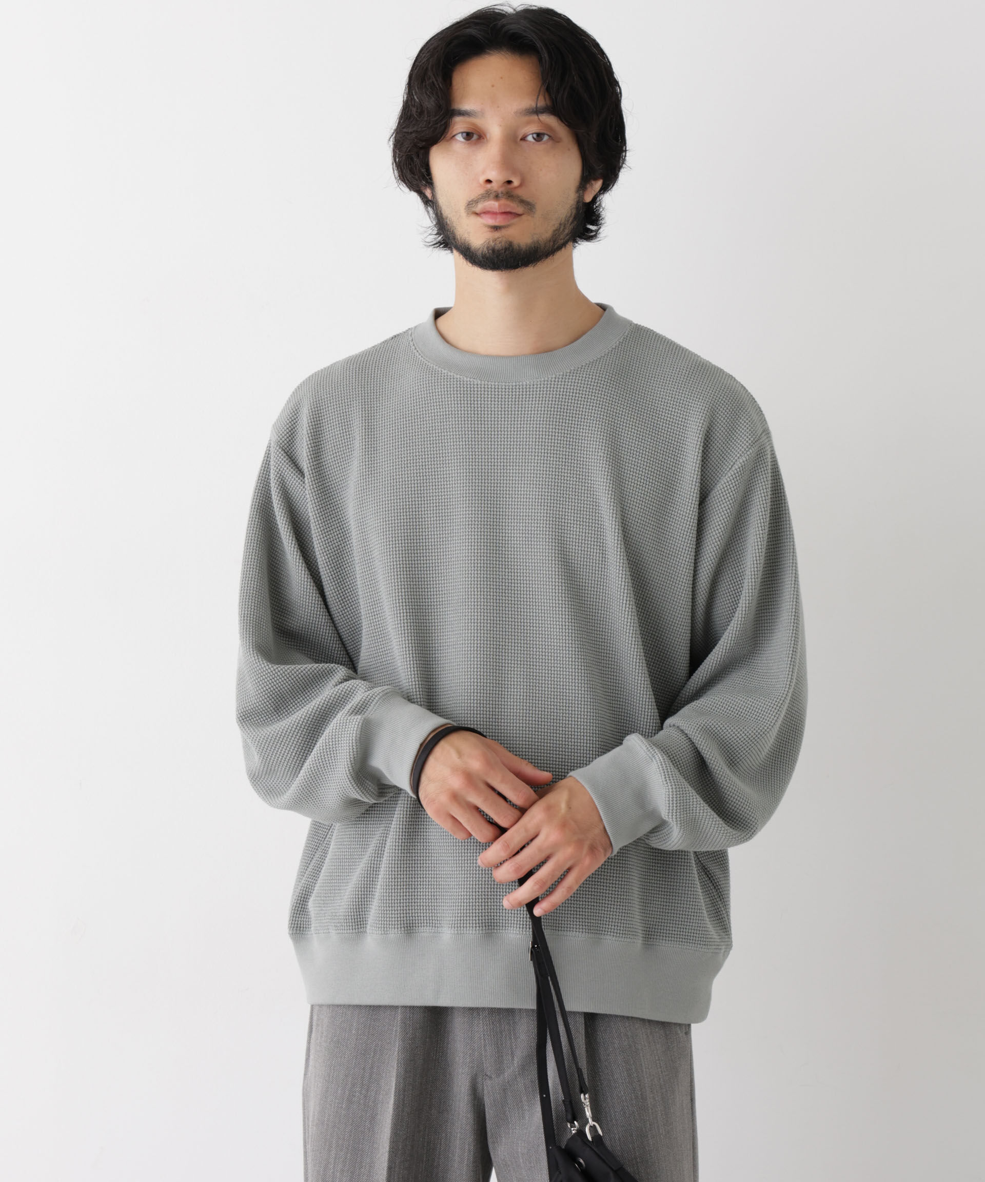 NANO universe「テックワッフルスウェット 長袖」|Tシャツ・カットソー|