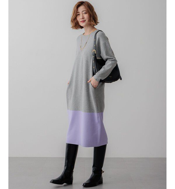 23区「【WEB&一部店舗限定カラーあり/洗える】ミラノリブ バイカラーニットワンピース」|ワンピース|