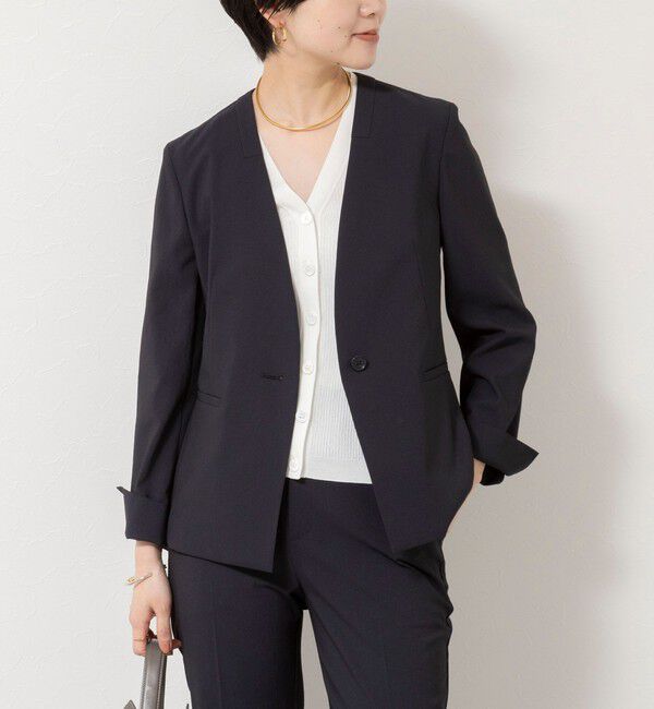NOLLEY'S sophi「《セットアップ対応/UVカット/接触冷感》ウォッシャブルDry toro ノーカラージャケット」|ノーカラージャケット|ネイビー