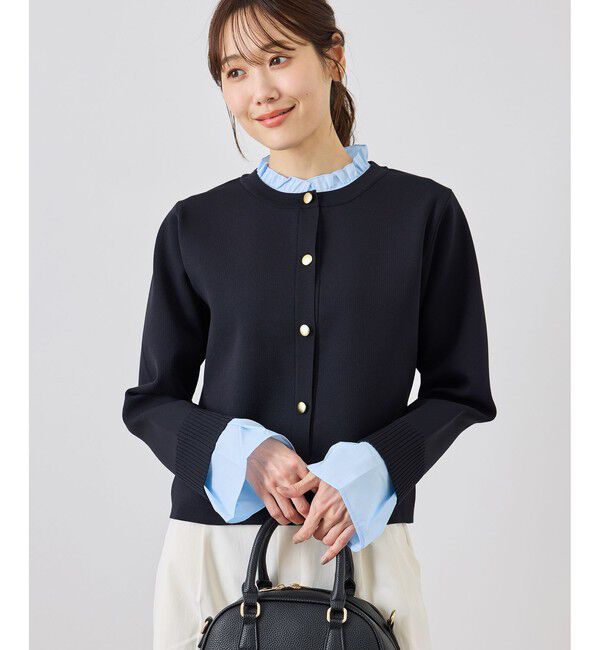 Rope&rsquo;Picnic「【WEB限定】襟フリルドッキングカーディガン/2WAY」|カーディガン|ネイビー(40)