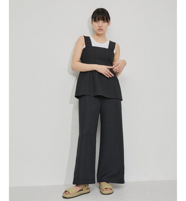 ADAM ET ROPE'「【逸品】・【サステナブル】ペプラムロンパース」|オールインワン|