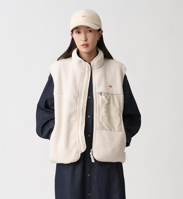 新品　DANTON アイボリー ダウンベスト DANTON | ライトボア スタンドカラーベスト WOMEN（DANTON）｜ルミネの