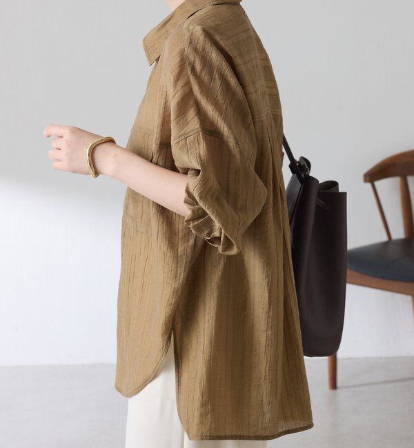  「【ロングシーズン着やすい】シャドーストライプオーバーシャツ」|シャツ・ブラウス|