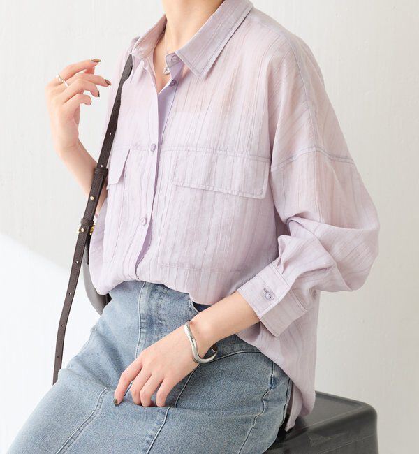  「【ロングシーズン着やすい】シャドーストライプオーバーシャツ」|シャツ・ブラウス|