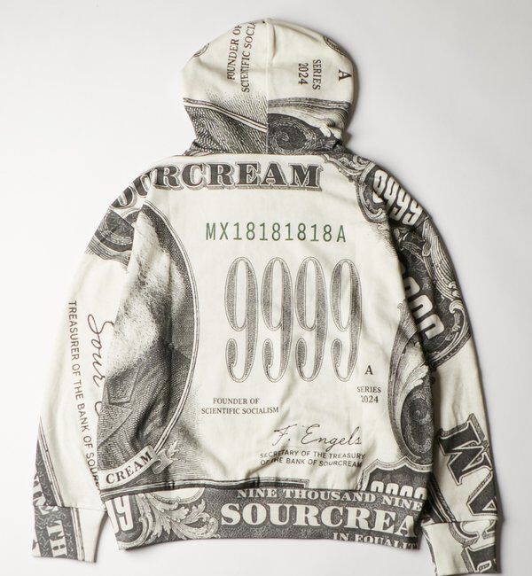  「【26AW LOOK掲載・Sourcream/UINSEX】マルクス紙幣パーカー」|パーカー|
