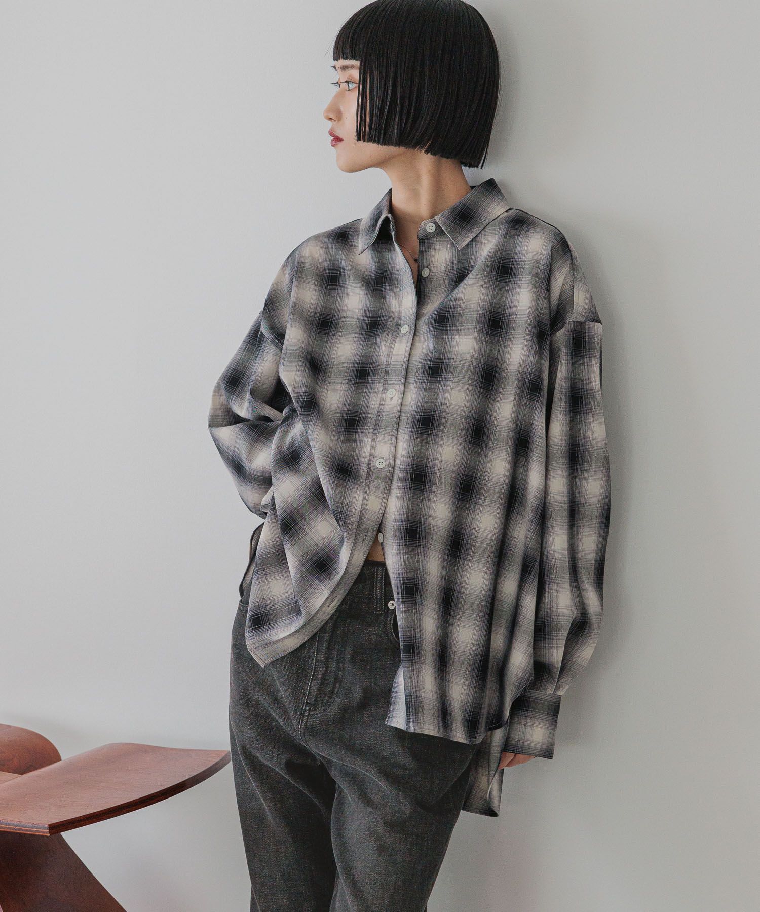 LOWRYS FARM「アソートチェックＢＩＧシャツ」|シャツ・ブラウス|BLK