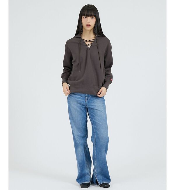 Rouge vif「【Healthknit/ヘルスニット】クラシックスウェット レースアップカラー長」|スウェット・ジャージ|