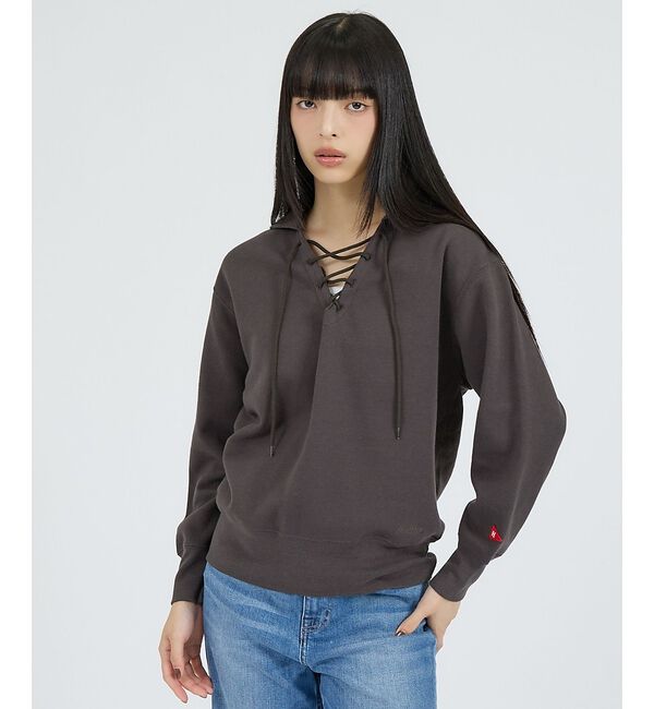 Rouge vif「【Healthknit/ヘルスニット】クラシックスウェット レースアップカラー長」|スウェット・ジャージ|