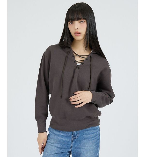 Rouge vif「【Healthknit/ヘルスニット】クラシックスウェット レースアップカラー長」|スウェット・ジャージ|