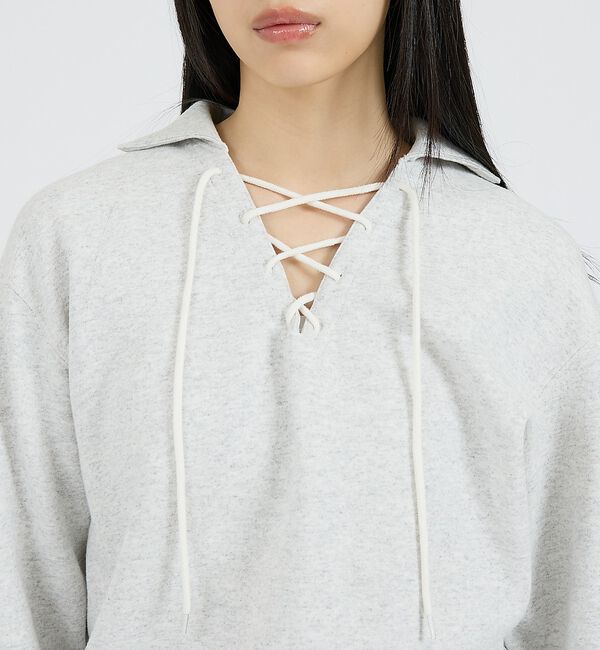 Rouge vif「【Healthknit/ヘルスニット】クラシックスウェット レースアップカラー長」|スウェット・ジャージ|